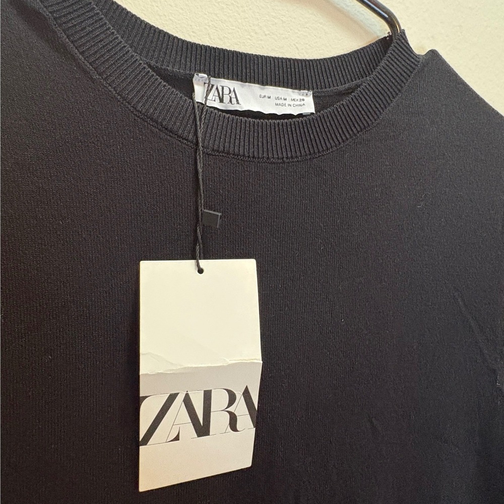 Zara Dress Womens M Black Knit Maxi Sleeveless Column Crew Neck Minimalist NWT - Picture 5 of 8